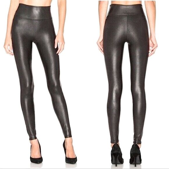 EUC Spanx Faux Black Leather Pants Size Small Tall - Picture 1 of 6